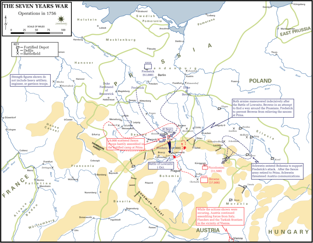 Zone de Texte: Opérations en Europe centrale en 1756