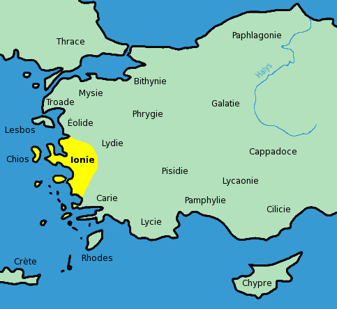 Zone de Texte: Région ionienne, satrapie de l'Empire des Achéménides